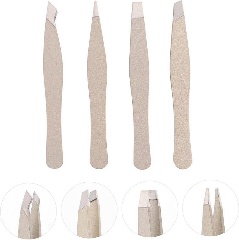 NOLITOY 4pcs Silver Eyebrow Tweezers Set For Precise Shaping And Hair Removal - Image 3